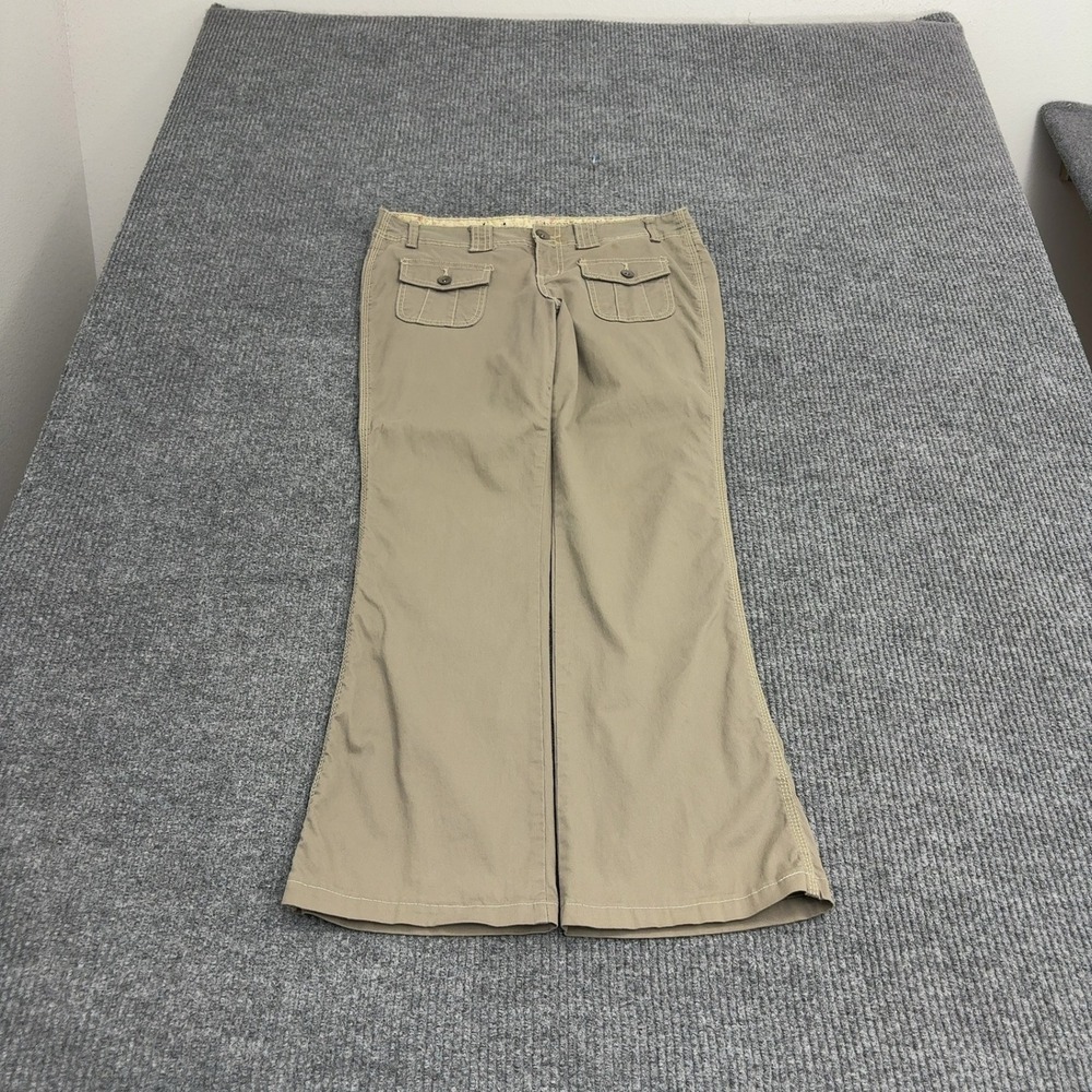 Vintage LEI Pants Womens 9 Khaki Cotton Cargo Flare Low Rise Y2K Utility Boho